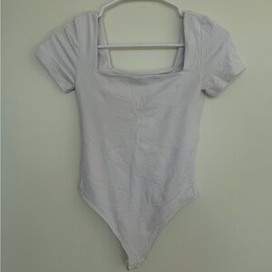 Aritzia white Square Neck Short Sleeve Bodysuit